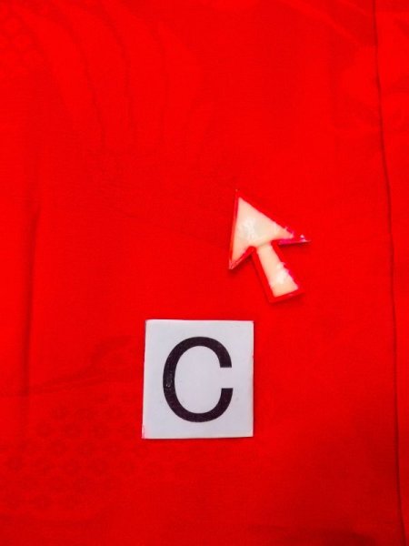 Photo16: N0629A Antique Japanese women   Red Kids/Girls / Silk.  W/embroidary half collar.  (Grade D) (16)