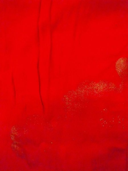 Photo3: N0629C Antique Japanese women   Red Kids/Girls / Silk. Cloud   (Grade C) (3)