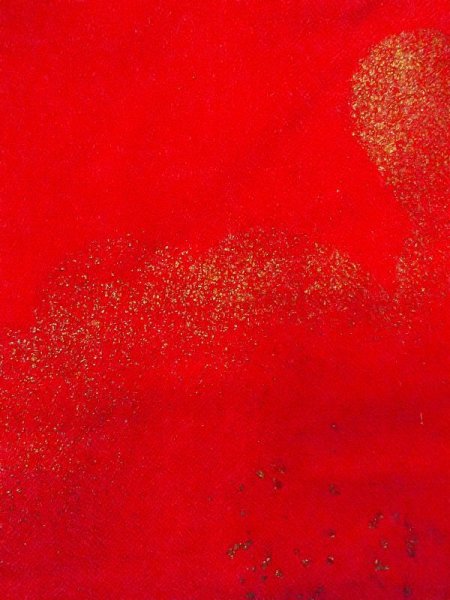 Photo6: N0629C Antique Japanese women   Red Kids/Girls / Silk. Cloud   (Grade C) (6)