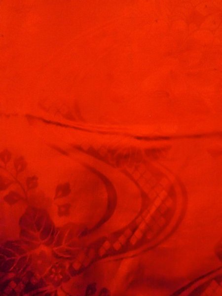 Photo4: N0629D Antique Japanese women   Red Kids/Girls / Silk.    (Grade C) (4)