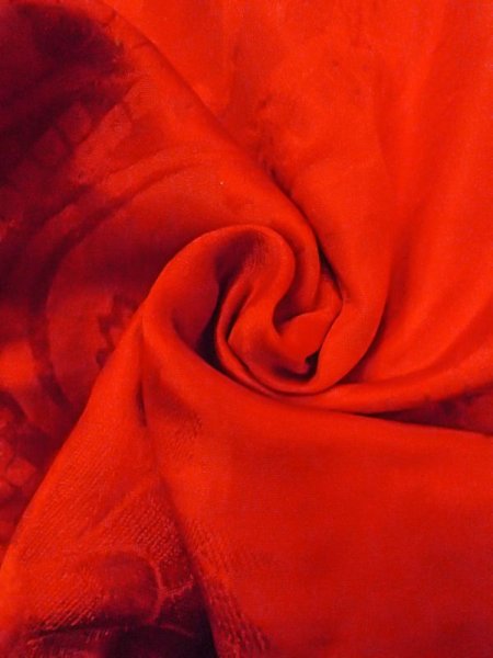 Photo12: N0629D Antique Japanese women   Red Kids/Girls / Silk.    (Grade C) (12)