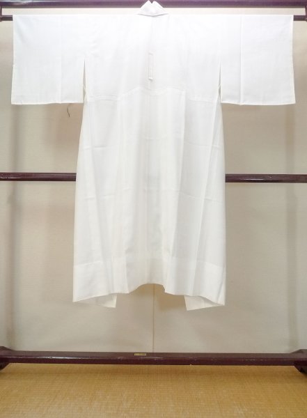 Photo2: N0629I Vintage Japanese women   White JUBAN undergarment / Synthetic.    (Grade C) (2)