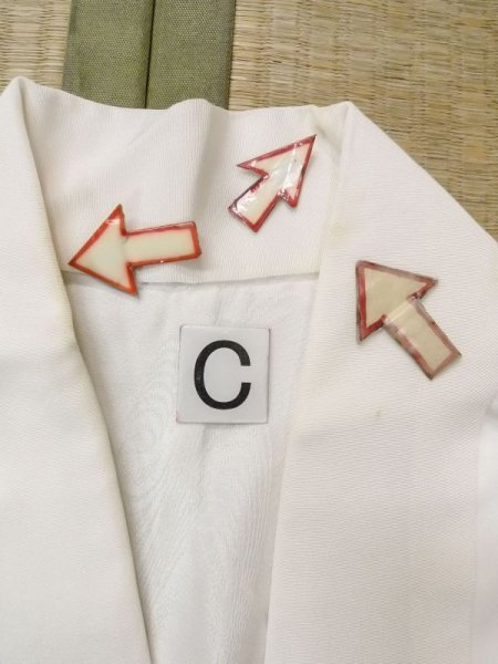 Photo16: N0629I Vintage Japanese women   White JUBAN undergarment / Synthetic.    (Grade C) (16)