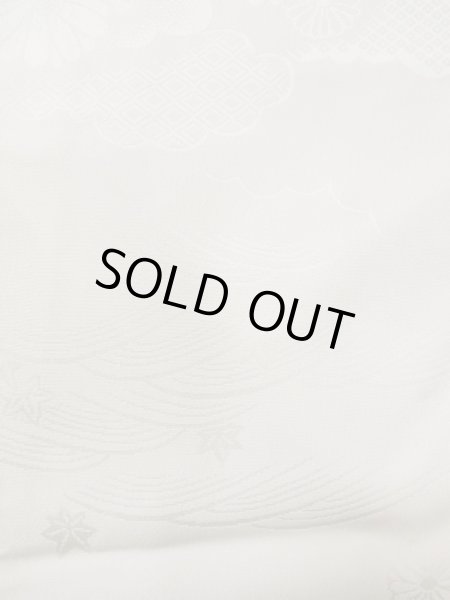 Photo6: N0629K Vintage Japanese women   Off White JUBAN undergarment / Silk.  Base woven pattern: Wave, Gap in a cloud, Greek key fret, Lozenges, Dapple pattern  (Grade B) (6)