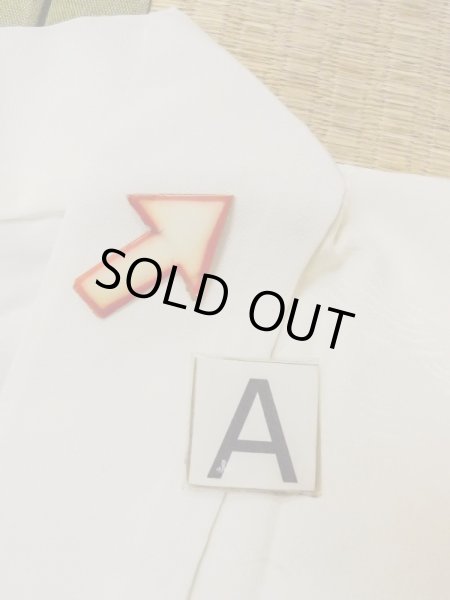 Photo14: N0629K Vintage Japanese women   Off White JUBAN undergarment / Silk.  Base woven pattern: Wave, Gap in a cloud, Greek key fret, Lozenges, Dapple pattern  (Grade B) (14)