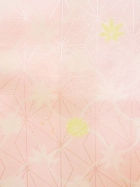 Photo7: N0629N Vintage Japanese women  Pale Pink JUBAN undergarment / Synthetic. Flower,   (Grade C) (7)