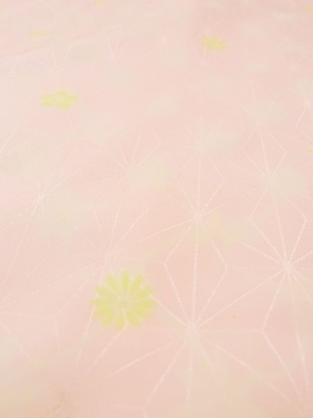 Photo8: N0629N Vintage Japanese women  Pale Pink JUBAN undergarment / Synthetic. Flower,   (Grade C) (8)