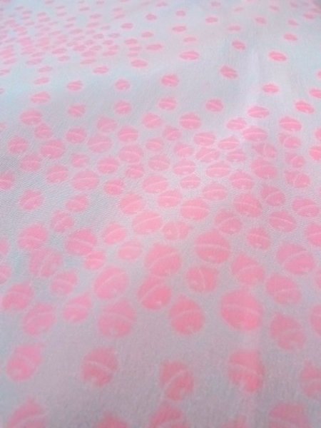 Photo8: N0629P Vintage Japanese women   White JUBAN undergarment / Synthetic.  W/embroidary half collar. Pattern: Bell  (Grade B) (8)