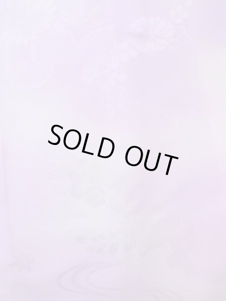 Photo3: N0629R Vintage Japanese women  Pale Purple JUBAN undergarment / Synthetic.  W/embroidary half collar. Base woven pattern: KIRI paulownia, Grass, Stream, Dapple pattern  (Grade B) (3)