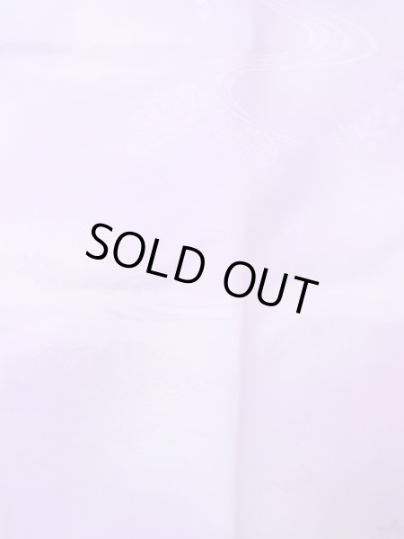 Photo4: N0629R Vintage Japanese women  Pale Purple JUBAN undergarment / Synthetic.  W/embroidary half collar. Base woven pattern: KIRI paulownia, Grass, Stream, Dapple pattern  (Grade B) (4)