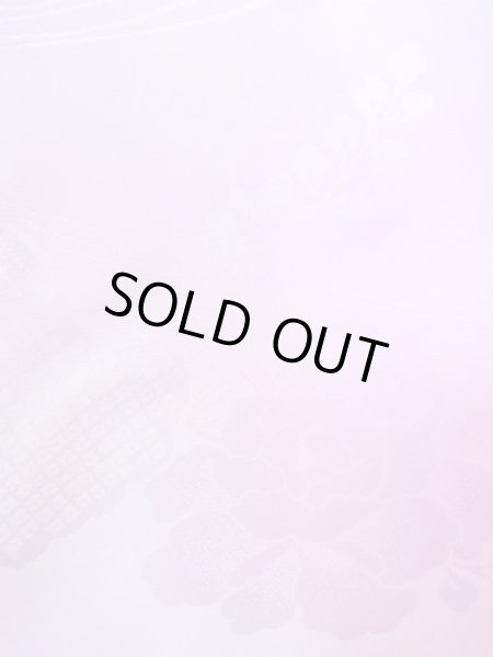 Photo5: N0629R Vintage Japanese women  Pale Purple JUBAN undergarment / Synthetic.  W/embroidary half collar. Base woven pattern: KIRI paulownia, Grass, Stream, Dapple pattern  (Grade B) (5)