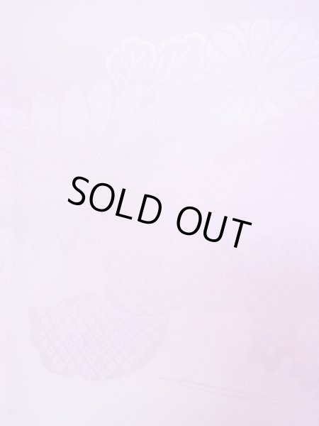 Photo6: N0629R Vintage Japanese women  Pale Purple JUBAN undergarment / Synthetic.  W/embroidary half collar. Base woven pattern: KIRI paulownia, Grass, Stream, Dapple pattern  (Grade B) (6)