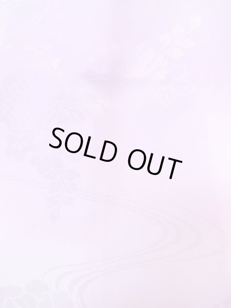 Photo7: N0629R Vintage Japanese women  Pale Purple JUBAN undergarment / Synthetic.  W/embroidary half collar. Base woven pattern: KIRI paulownia, Grass, Stream, Dapple pattern  (Grade B) (7)