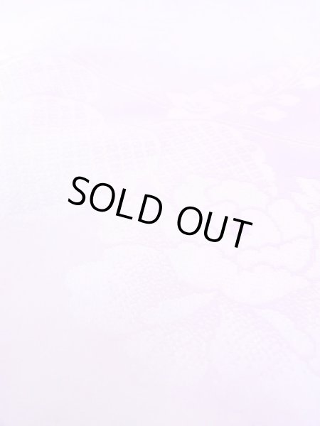 Photo8: N0629R Vintage Japanese women  Pale Purple JUBAN undergarment / Synthetic.  W/embroidary half collar. Base woven pattern: KIRI paulownia, Grass, Stream, Dapple pattern  (Grade B) (8)