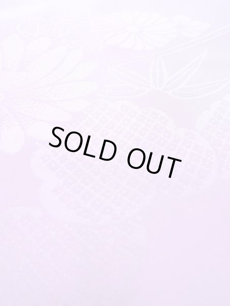 Photo9: N0629R Vintage Japanese women  Pale Purple JUBAN undergarment / Synthetic.  W/embroidary half collar. Base woven pattern: KIRI paulownia, Grass, Stream, Dapple pattern  (Grade B) (9)