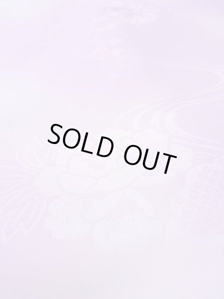 Photo10: N0629R Vintage Japanese women  Pale Purple JUBAN undergarment / Synthetic.  W/embroidary half collar. Base woven pattern: KIRI paulownia, Grass, Stream, Dapple pattern  (Grade B) (10)