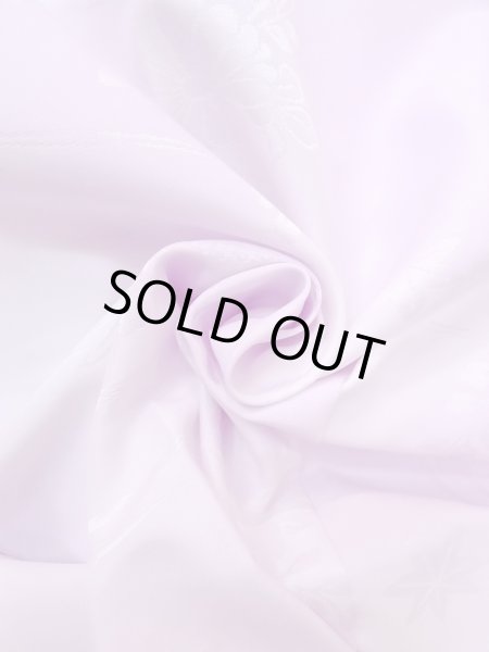 Photo12: N0629R Vintage Japanese women  Pale Purple JUBAN undergarment / Synthetic.  W/embroidary half collar. Base woven pattern: KIRI paulownia, Grass, Stream, Dapple pattern  (Grade B) (12)