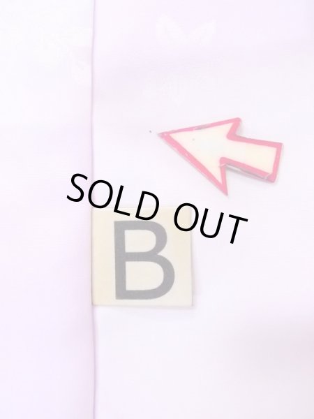 Photo15: N0629R Vintage Japanese women  Pale Purple JUBAN undergarment / Synthetic.  W/embroidary half collar. Base woven pattern: KIRI paulownia, Grass, Stream, Dapple pattern  (Grade B) (15)