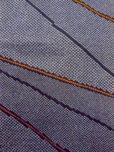 Photo4: N0717C Vintage Japanese women   Black HAORI short jacket / Synthetic. Dapple pattern   (Grade B) (4)