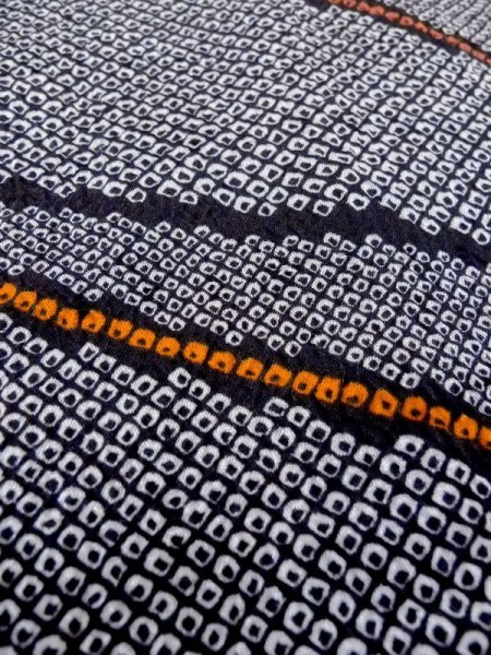 Photo9: N0717C Vintage Japanese women   Black HAORI short jacket / Synthetic. Dapple pattern   (Grade B) (9)