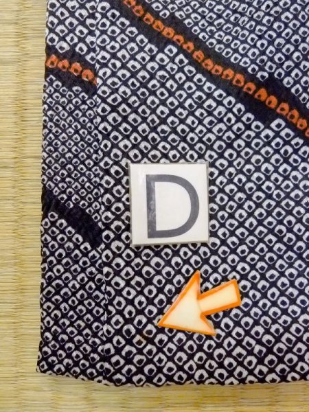 Photo17: N0717C Vintage Japanese women   Black HAORI short jacket / Synthetic. Dapple pattern   (Grade B) (17)