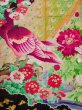 Photo8: N0717E Antique Japanese women   Black FURISODE long-sleeved / Silk. Peony,   (Grade B) (8)