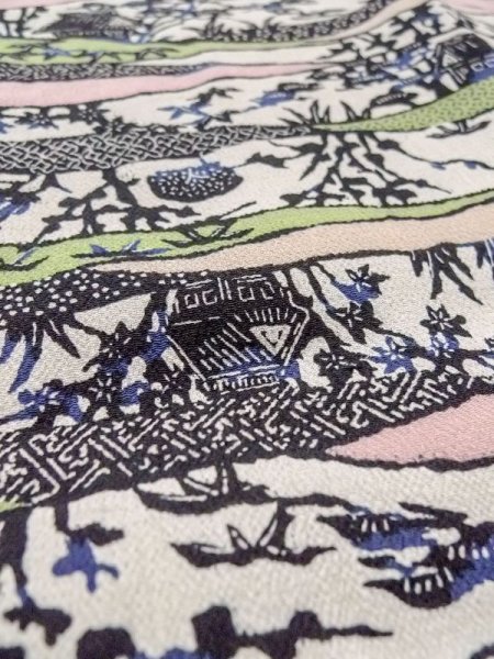 Photo9: N0717H Vintage Japanese women   Multi Color KOMON dyed / Silk. Flower,   (Grade C) (9)