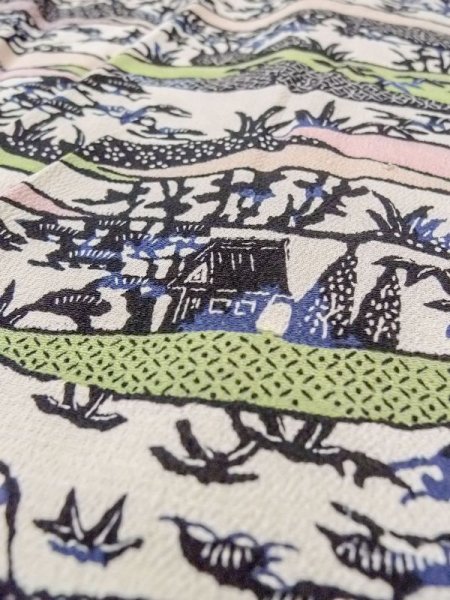 Photo10: N0717H Vintage Japanese women   Multi Color KOMON dyed / Silk. Flower,   (Grade C) (10)