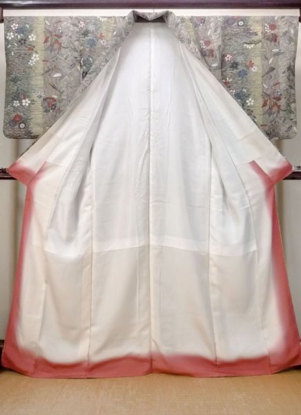 Photo2: Mint N0717Q Used Japanese women   Multi Color KOMON dyed / Silk. SAKURA cherry blossom,   (Grade A) (2)