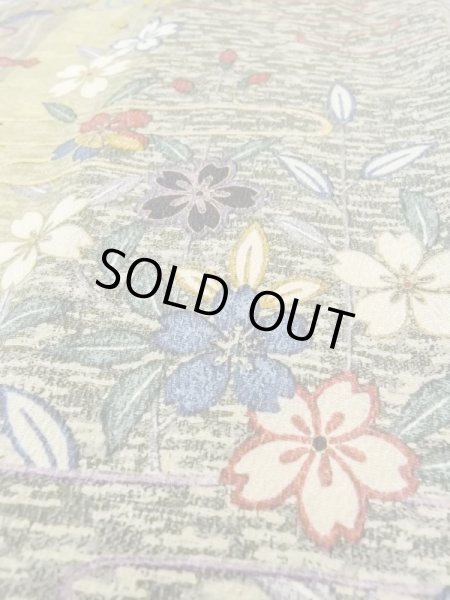 Photo8: Mint N0717Q Used Japanese women   Multi Color KOMON dyed / Silk. SAKURA cherry blossom,   (Grade A) (8)