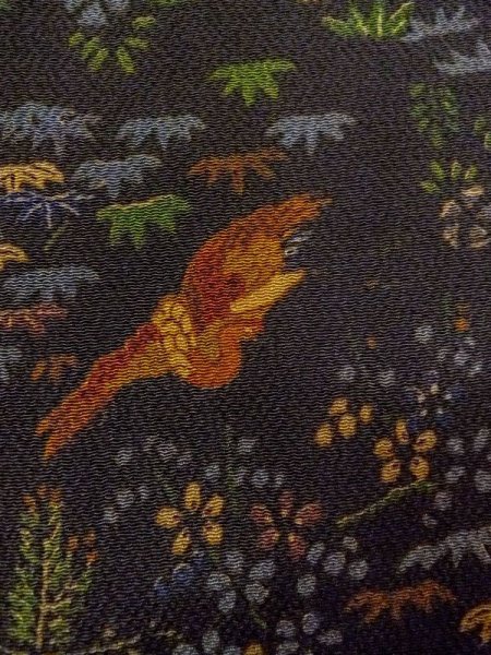 Photo6: Mint N0717R Used Japanese women   Black KOMON dyed / Silk. KIRI paulownia,   (Grade A) (6)