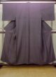 Photo1: Mint N0717T Used Japanese women  Dark Purple EDO KOMON pattern dyed / Silk.  shark skin like pattern  (Grade A) (1)