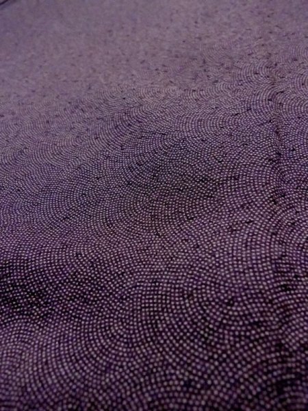 Photo9: Mint N0717T Used Japanese women  Dark Purple EDO KOMON pattern dyed / Silk.  shark skin like pattern  (Grade A) (9)