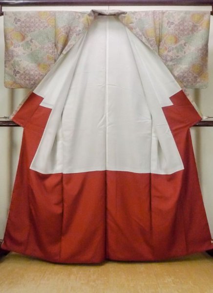 Photo2: Mint N0717V Used Japanese women   Multi Color KOMON dyed / Silk. Flower,   (Grade A) (2)