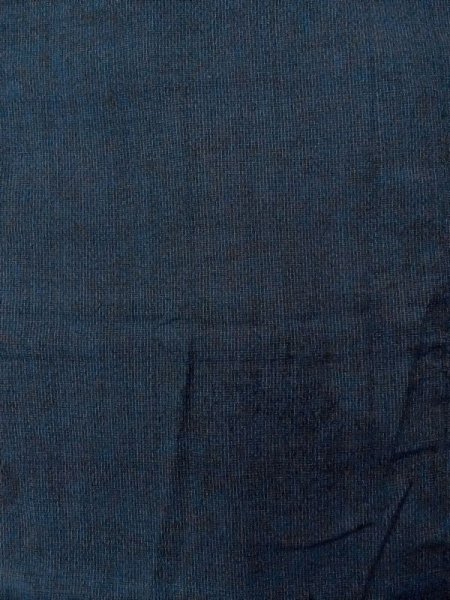 Photo4: N0717W Vintage Japanese  Bluish Black Men's Kimono / Silk. Plaid Checks   (Grade D) (4)