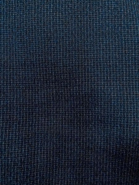 Photo5: N0717W Vintage Japanese  Bluish Black Men's Kimono / Silk. Plaid Checks   (Grade D) (5)