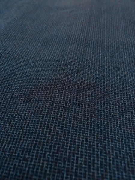 Photo8: N0717W Vintage Japanese  Bluish Black Men's Kimono / Silk. Plaid Checks   (Grade D) (8)