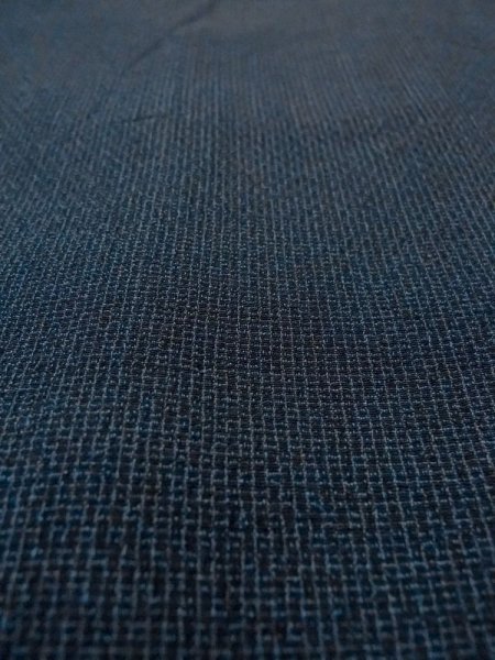 Photo9: N0717W Vintage Japanese  Bluish Black Men's Kimono / Silk. Plaid Checks   (Grade D) (9)