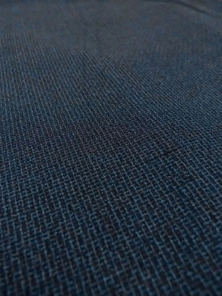 Photo10: N0717W Vintage Japanese  Bluish Black Men's Kimono / Silk. Plaid Checks   (Grade D) (10)