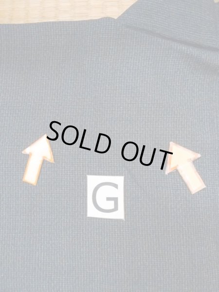 Photo20: N0717W Vintage Japanese  Bluish Black Men's Kimono / Silk. Plaid Checks   (Grade D) (20)