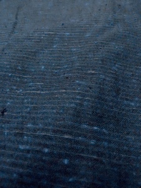 Photo8: N0717Z Vintage Japanese  Bluish Black Men's Kimono / Silk. Stripes   (Grade B) (8)