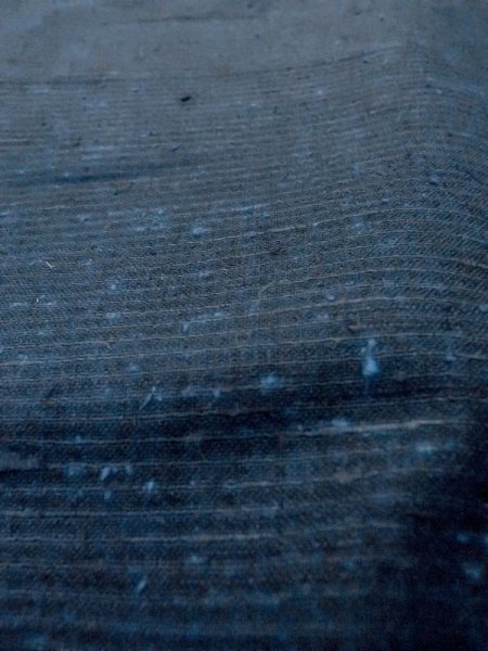 Photo9: N0717Z Vintage Japanese  Bluish Black Men's Kimono / Silk. Stripes   (Grade B) (9)