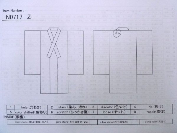 Photo13: N0717Z Vintage Japanese  Bluish Black Men's Kimono / Silk. Stripes   (Grade B) (13)