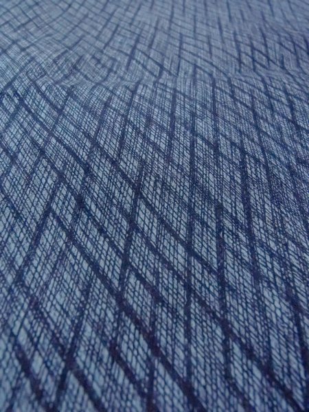 Photo10: N0731A Vintage Japanese kimono  Grayish Light Blue Men's Yukata for Men / Cotton. Abstract pattern   (Grade D) (10)