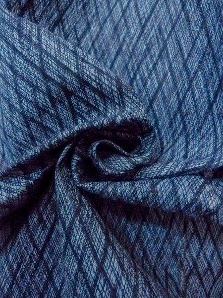 Photo12: N0731A Vintage Japanese kimono  Grayish Light Blue Men's Yukata for Men / Cotton. Abstract pattern   (Grade D) (12)