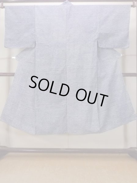 Photo2: N0731C Vintage Japanese kimono   Gray Men's Yukata for Men / Cotton. Lozenges,   (Grade C) (2)