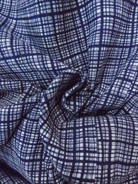 Photo12: N0731D Vintage Japanese kimono   Gray Men's Yukata for Men / Cotton. Plaid Checks   (Grade C) (12)