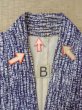 Photo13: N0731E Vintage Japanese kimono   Indigo Blue Men's Yukata for Men / Cotton. Broken ice pattern,   (Grade D) (13)