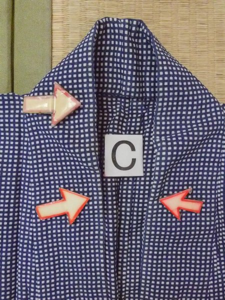 Photo18: N0731F Vintage Japanese kimono   Indigo Blue Men's Yukata for Men / Cotton. Plaid Checks   (Grade C) (18)