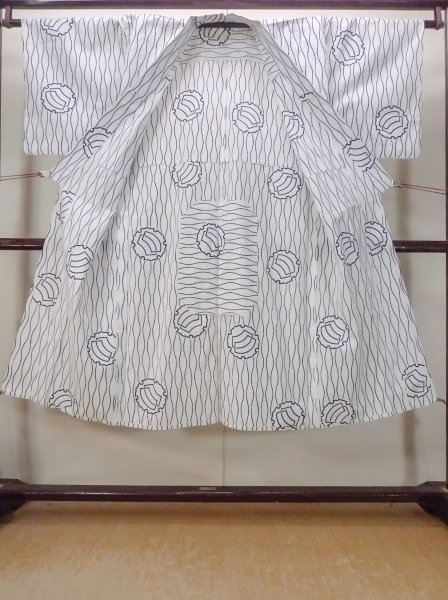 Photo2: N0731H Vintage Japanese kimono   Indigo Blue Men's Yukata for Men / Cotton. Folding fan,   (Grade C) (2)